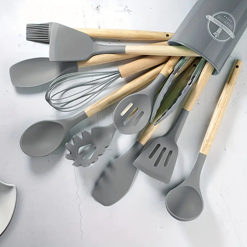 Set de 12 Espatulas y Brochas de Silicona Antiadherente
