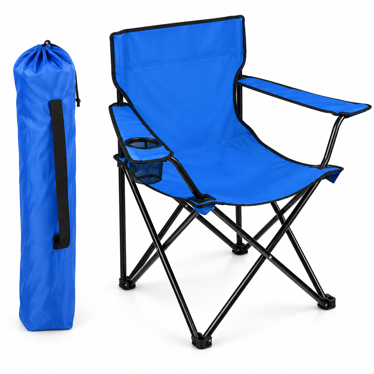 Silla Plegable Portátil para Camping con Portavasos y Bolsa