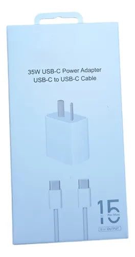 *Cargador 35w Con Cable C-C Compatible Iphone 15 16 Blanco*
