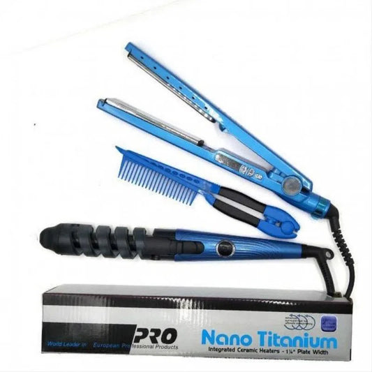 Plancha para Pelo Nano Titanium, Combo Rizador Peine