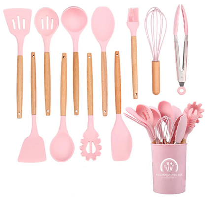 Set de 12 Espatulas y Brochas de Silicona Antiadherente