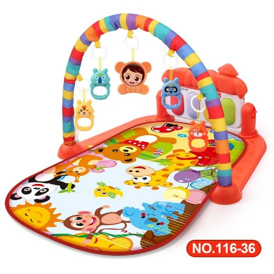 Gimnasio Didáctico Juego para Bebe Tapete Piano Musical (Jirafa, oso)