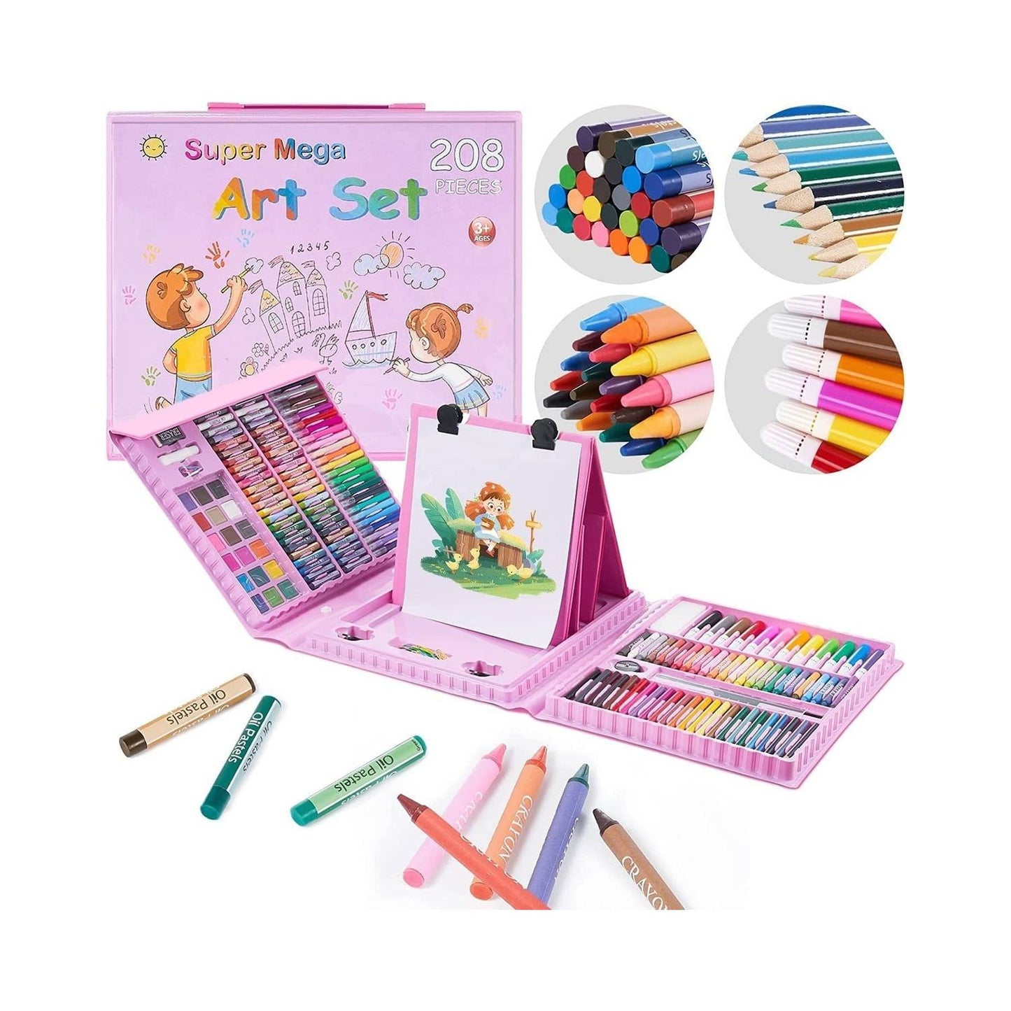 Set Arte, Maleta de Lápices y Crayones para Niño. 208 Piezas