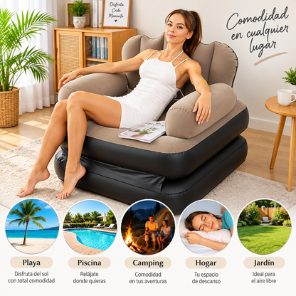 sofa infable con posapies