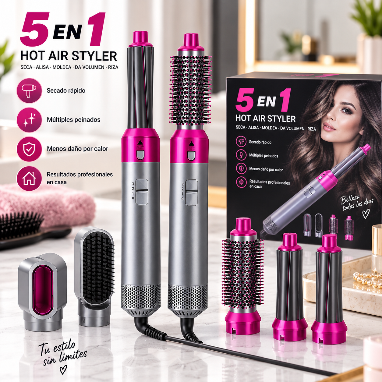Cepillo Secador y Moldeador de Cabello 5 en 1
