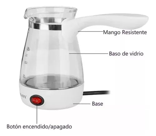 Cafetera y Tetera Eléctrica en Vidrio 500ml \ 600w Sokany