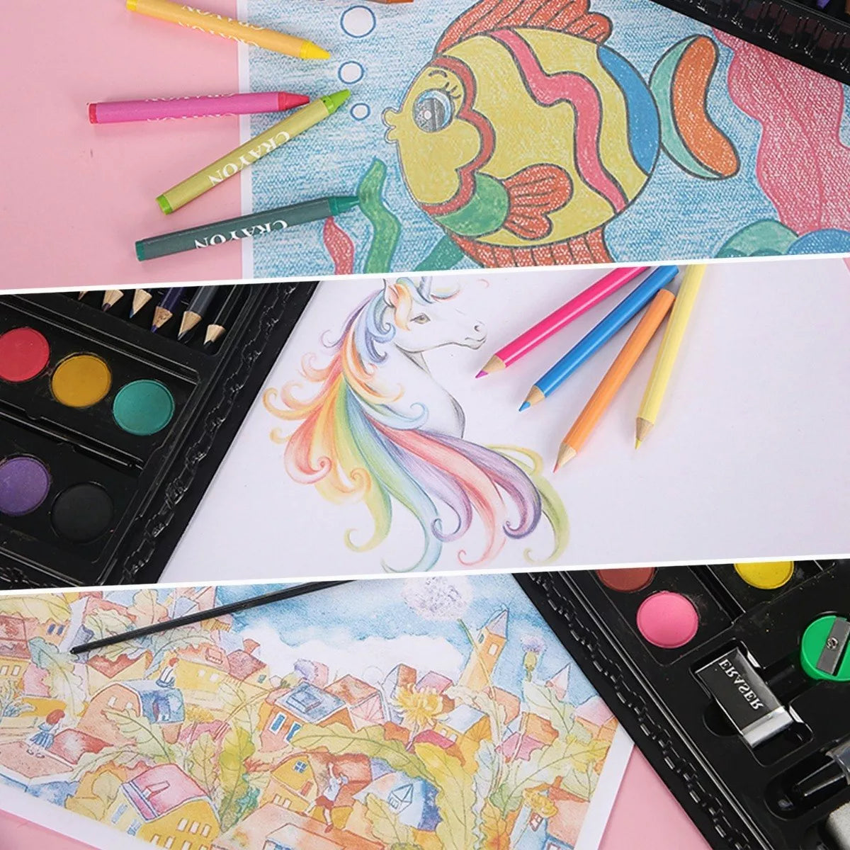 Set de Arte para Niños Con 168 Piezas Creatividad Dibujos