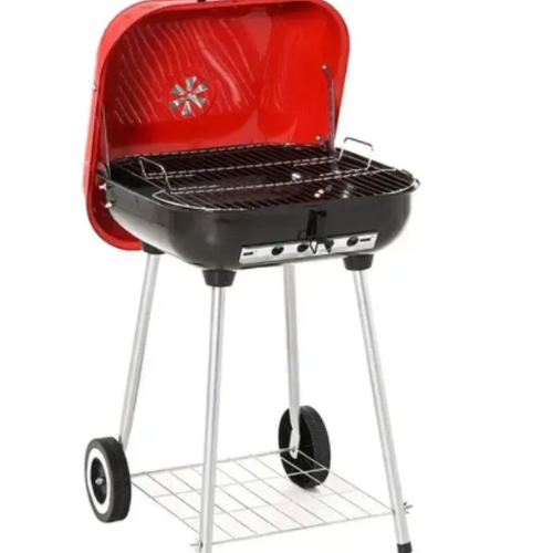 Asador de Carbón Portátil Portafolio con Ruedas y Tapa Abatible