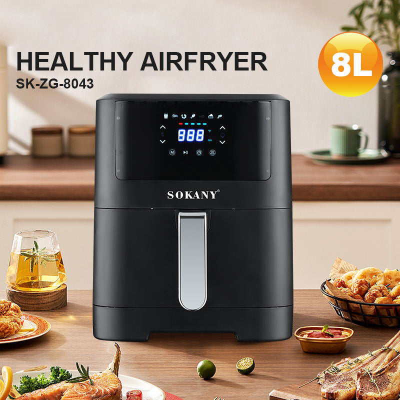 Freidora de Aire Digital Sokany 8L - 2000w - 80°c Hasta 200°c