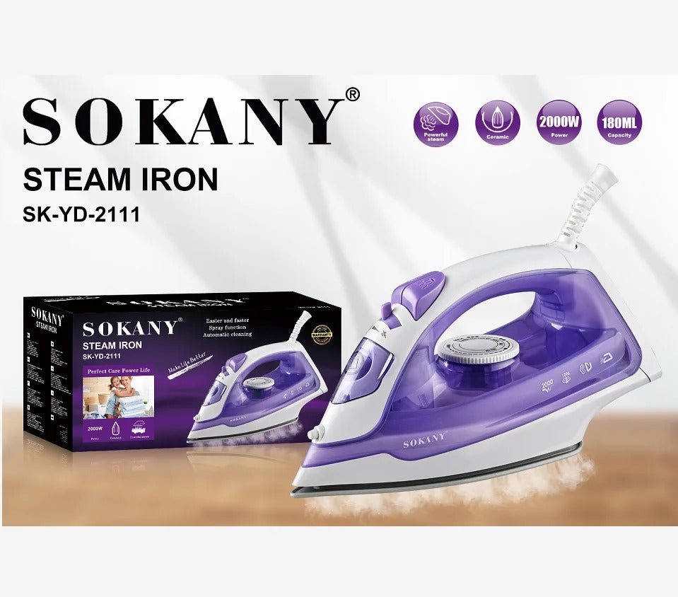 Plancha para Ropa Casera con Potencia de 2000w Sokany